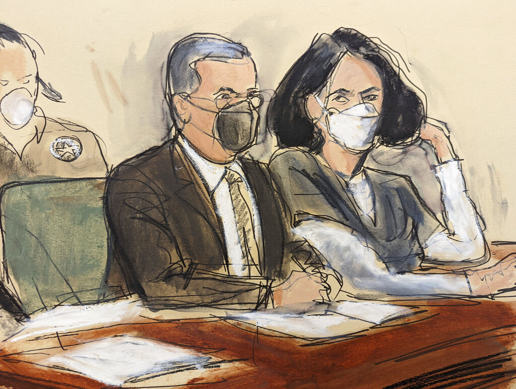 Ghislaine Maxwell and attorney Christian Everdell at her sentencing hearing at New York on June 28, 2022.
