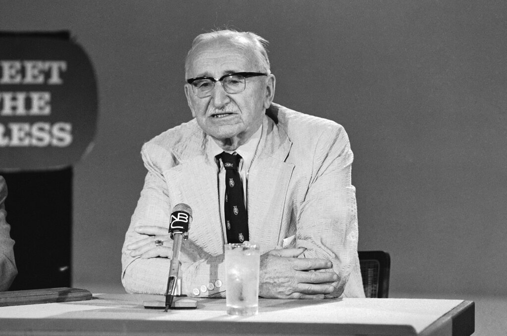 Friedrich Von Hayek, an international economist, interviewed on "Meet the Press" in 1975.