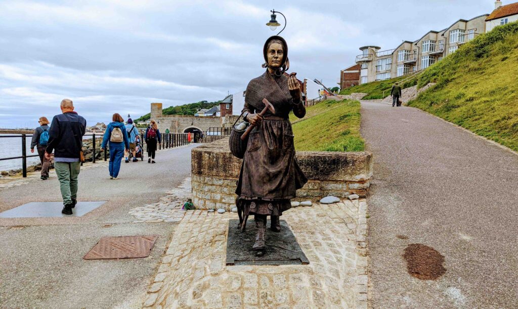 A statue of Lyme Regis's most famous resident, Mary Anning, erected in May 2021.