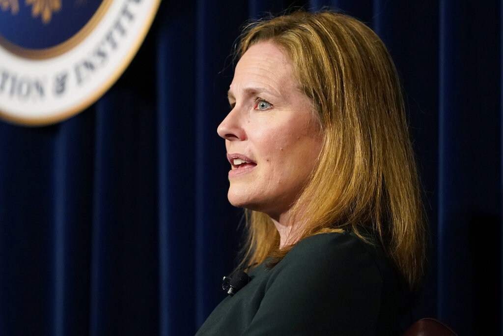 Justice Amy Coney Barrett at the Ronald Reagan Presidential Library Foundation at Simi Valley, California, April 4, 2022.