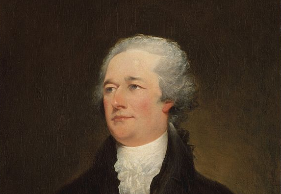 John Trumbull's portrait of Alexander Hamilton, detail.