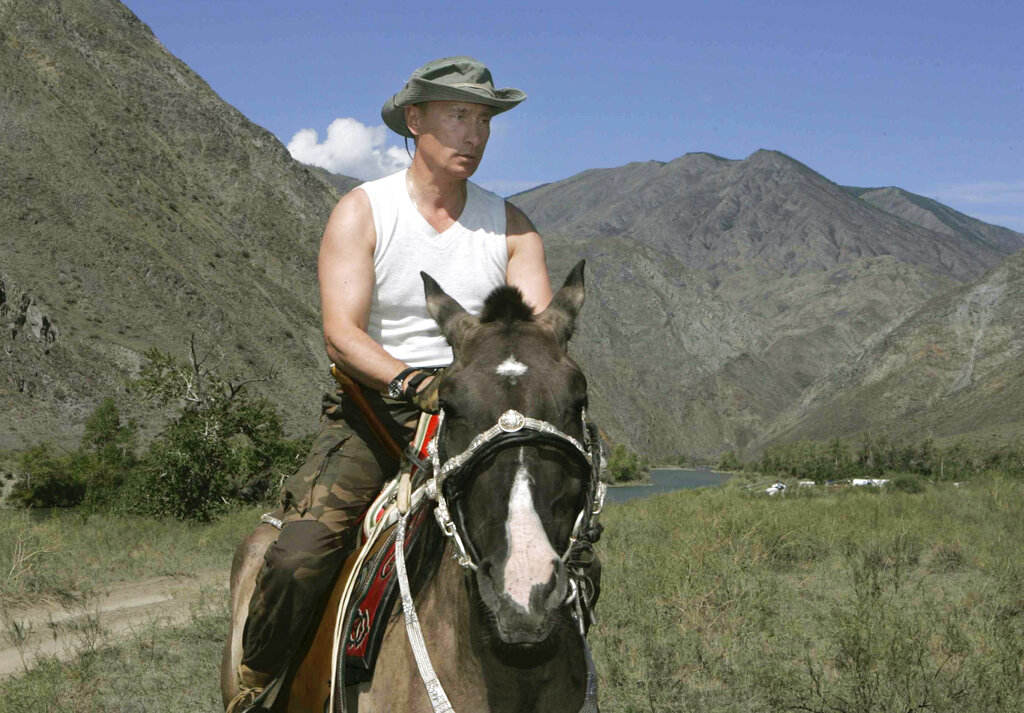 President Putin during a trip in Siberia's Tuva region, August 15, 2007.