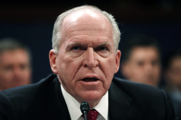 A former CIA director, John Brennan, testifies on Capitol Hill.