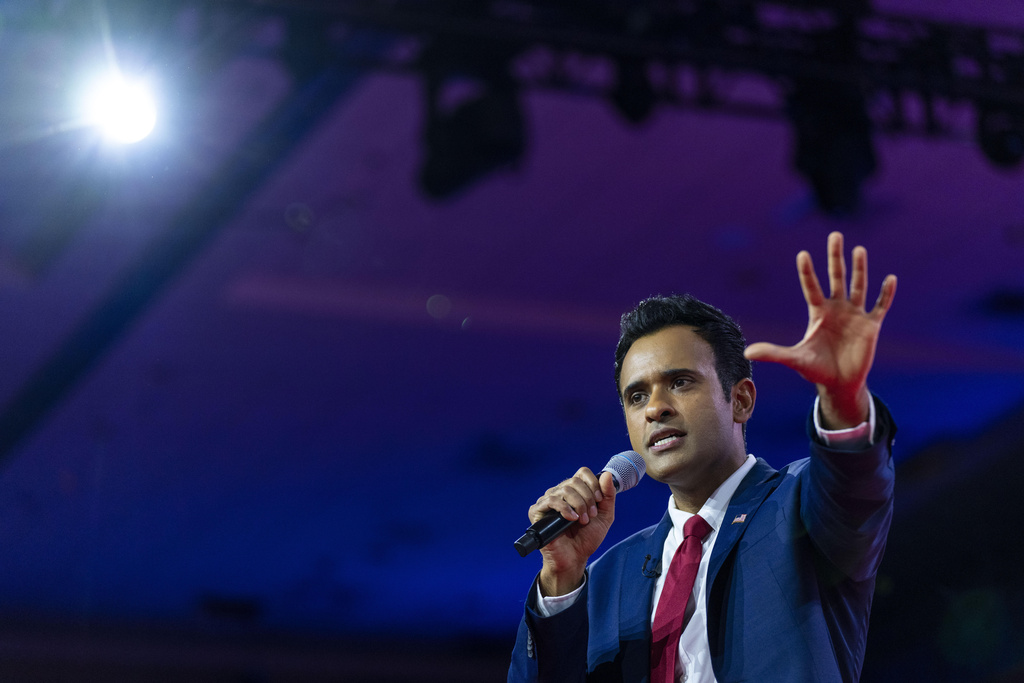 Vivek Ramaswamy speaks at the Conservative Political Action Conference at Oxon Hill, Maryland, March 3, 2023.