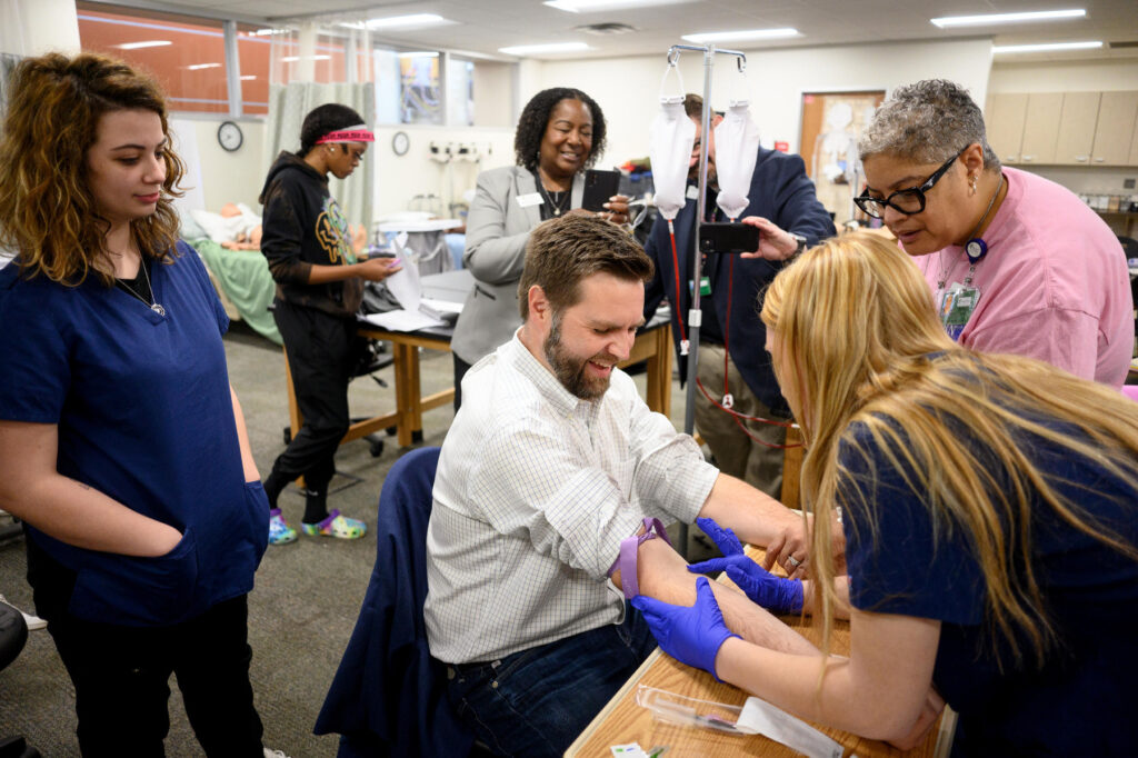 Senator J.D. Vance at Diamond Oaks Career Campus in Cincinnati, Ohio on Friday, April 21, 2023.