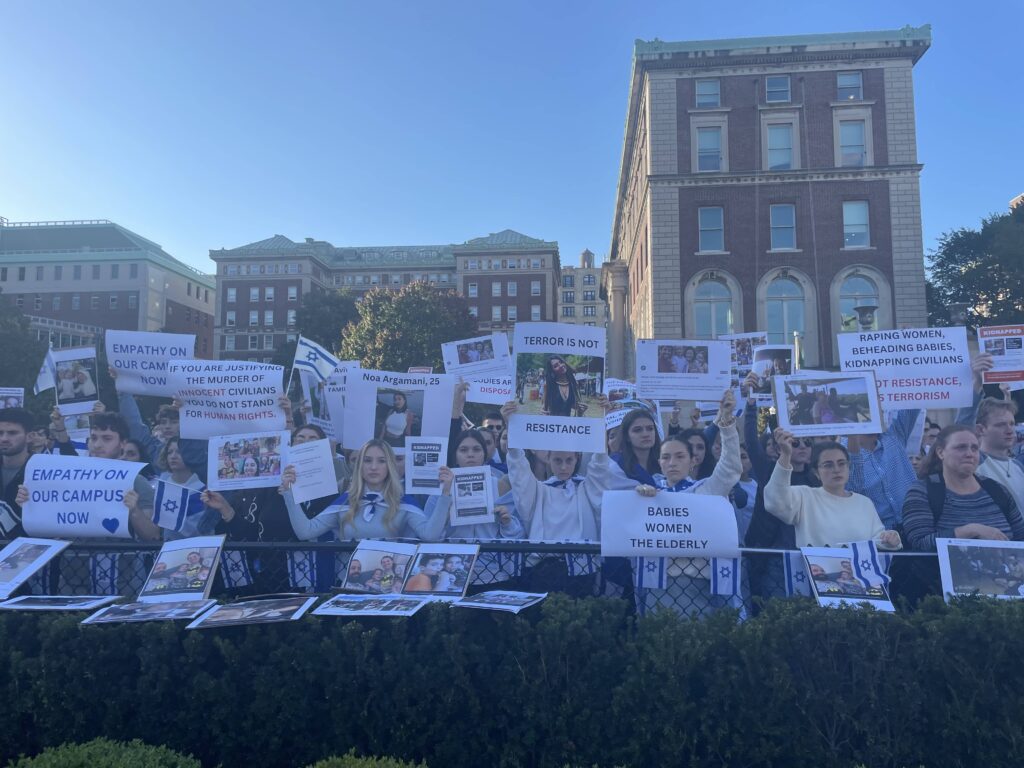 A protest at Columbia University on October 12, 2023.