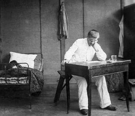 Alfred Dreyfus in captivity on Devil's Island, 1898.
