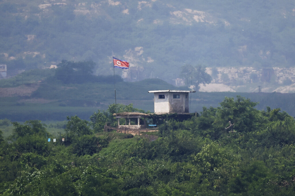 A North Korean guard post is seen at the propaganda village of Gijungdong in North Korea, in this picture taken near the truce village of Panmunjom inside the demilitarized zone (DMZ) separating the two Koreas, South Korea on July 19, 2022. (