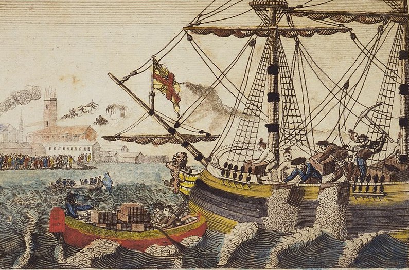 W.D. Cooper. "Boston Tea Party.", The History of North America. London: E. Newberry, 1789