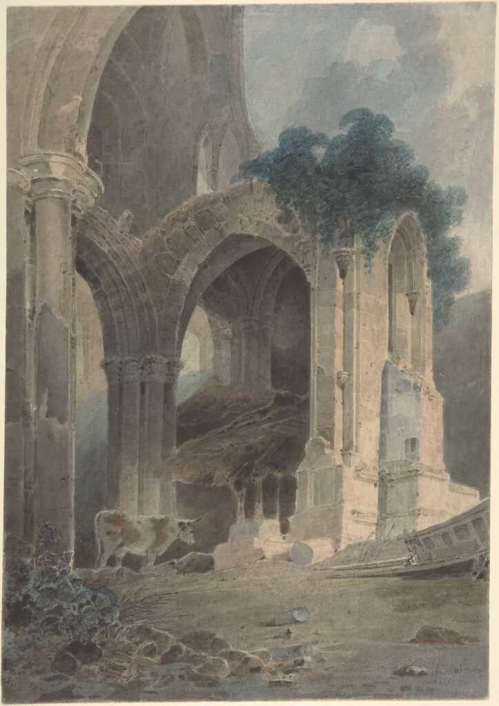 The east end of Rievaulx Abbey, Yorkshire Artist: John Sell Cotman (British, Norwich 1782 – 1842 London) Date: 1803 Medium: Watercolor and graphite wit h reductive techniques Dimensions: sheet: 11 15/16 x 8 1/4 in. (30.3 x 21 cm) Classification: Drawings Credit Line: Fletcher Fund, 2007