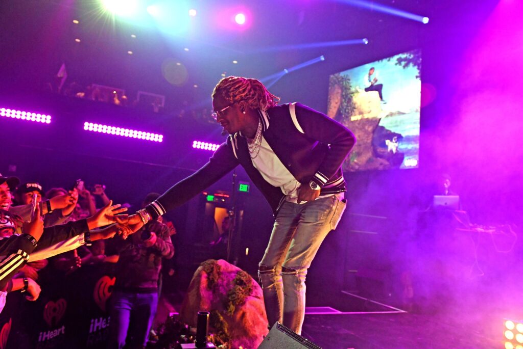 Young Thug, one of the country's most popular rappers, performs onstage during the iHeartRadio Album Release Party with Lil Baby at the iHeartRadio Theater on March 2, 2020 at Burbank, California.