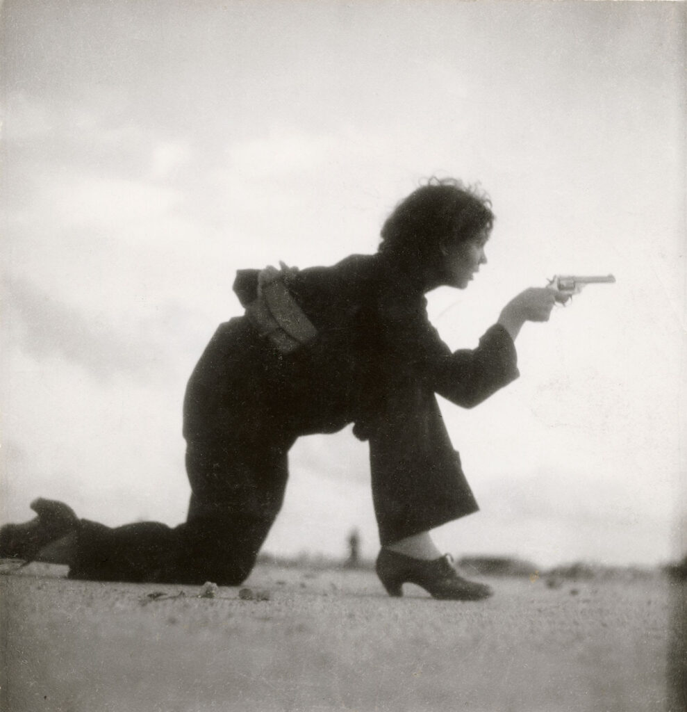 Gerda Taro's photograph of a militiawoman outside of Barcelona, Spain.