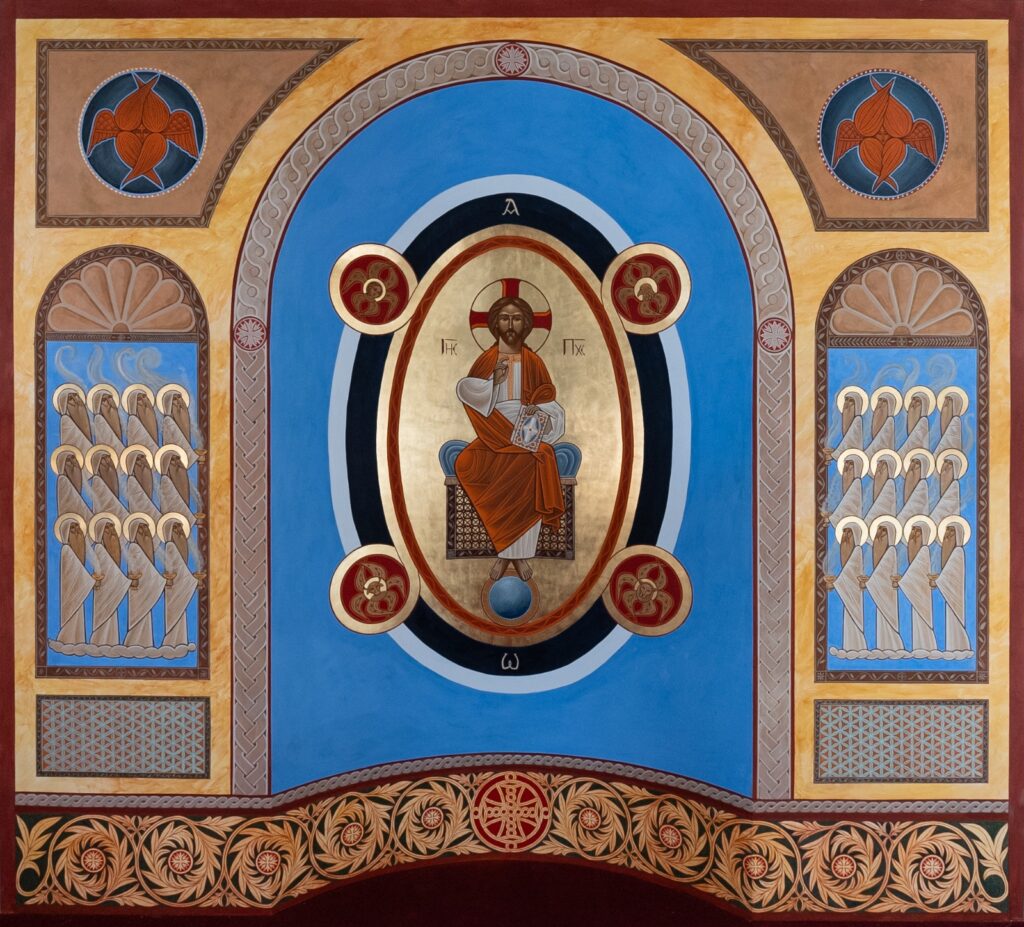 'Christ Pantocrator,' egg tempera on dry plaster, Emmanuel Center, Saint Michaels Egyptian Coptic Church, Jersey City, New Jersey.