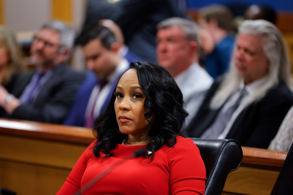 Fulton County District Attorney Fani Willis looks on during a hearing at the Fulton County Courthouse on March 1, 2024, at Atlanta.
