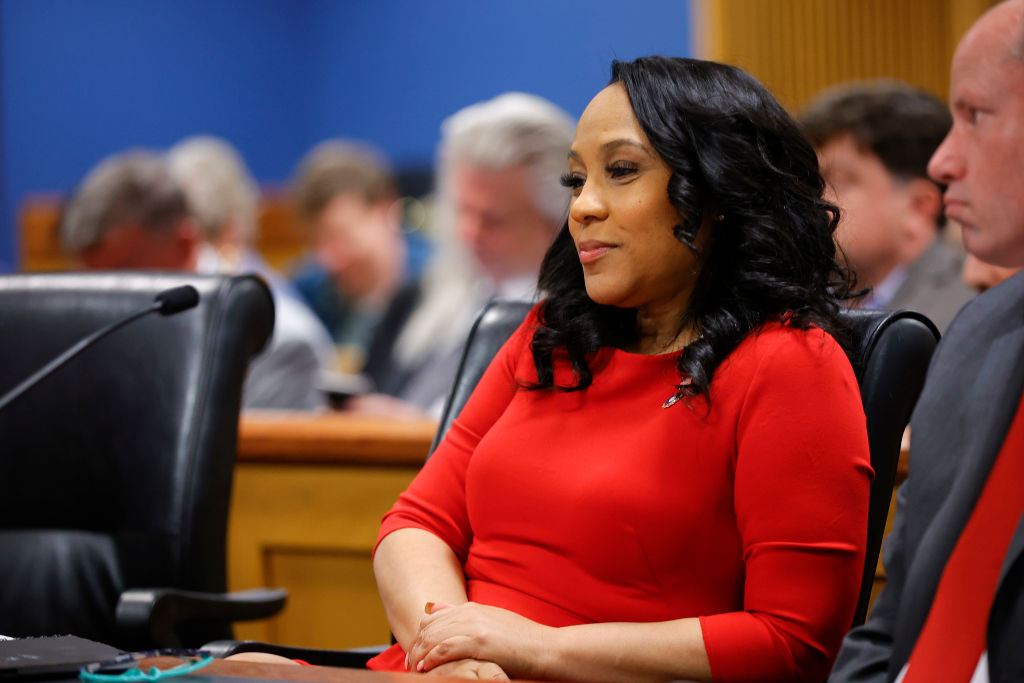 Fulton County District Attorney Fani Willis looks on during a hearing at the Fulton County Courthouse on March 1, 2024, at Atlanta.