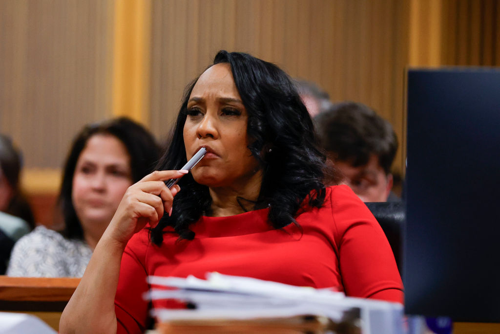 Fulton County District Attorney Fani Willis looks on during a hearing at the Fulton County Courthouse on March 1, 2024, at Atlanta.