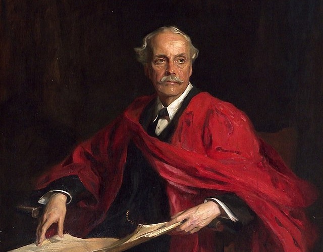 The 1914 painting of Lord Balfour by Philip Alexius de László that was destroyed. Detail.