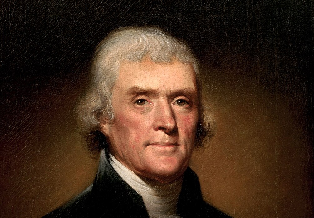 Portrait of Thomas Jefferson by Rembrandt Peale, detail.