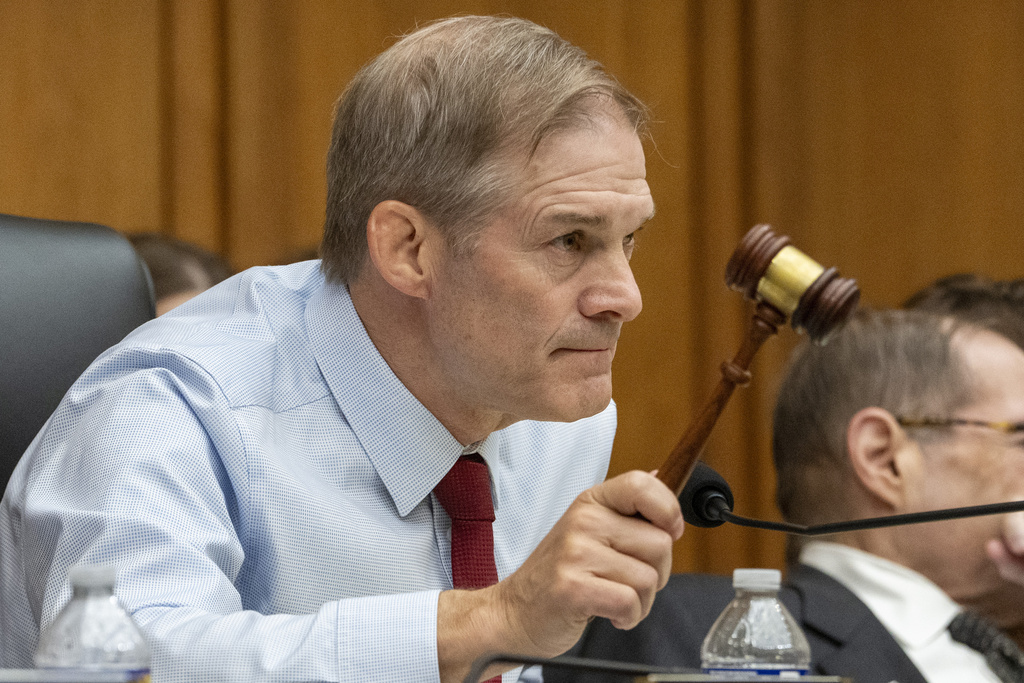 House Judiciary Committee Chair Rep. Jim Jordan, R-Ohio, bangs the gavel during a House Judiciary Committee hearing June 4, 2024.