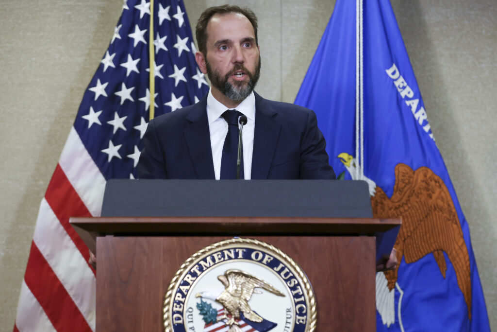 Special Counsel Jack Smith delivers remarks on a recently unsealed indictment including four felony counts against President Trump at the Justice Department on August 1, 2023 at Washington, DC.