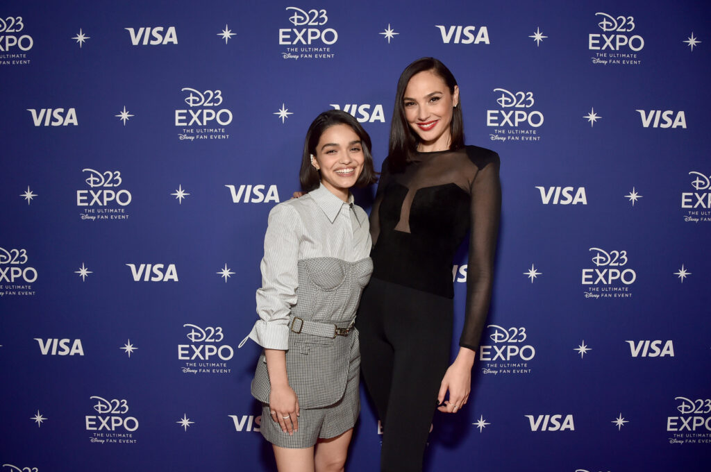 Rachel Zegler and Gal Gadot attend D23 Expo 2022 at Anaheim Convention Center at Anaheim, California on September 09, 2022.