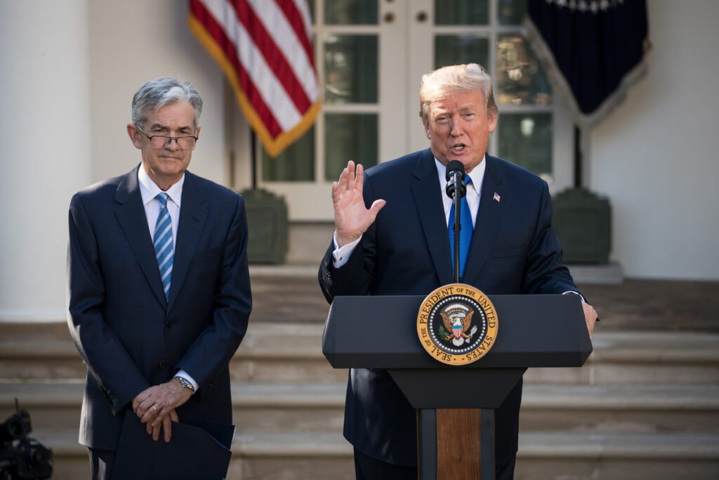 WASHINGTON, DC - NOVEMBER 02: U.S. President Donald Trump (R) speaks as he announces his nominee for the chairman of the Federal Reserve Jerome Powell during a press event in the Rose Garden at the White House, November 2, 2017 in Washington, DC. Current Federal Reserve chair Janet Yellen's term expires in February. (Photo by