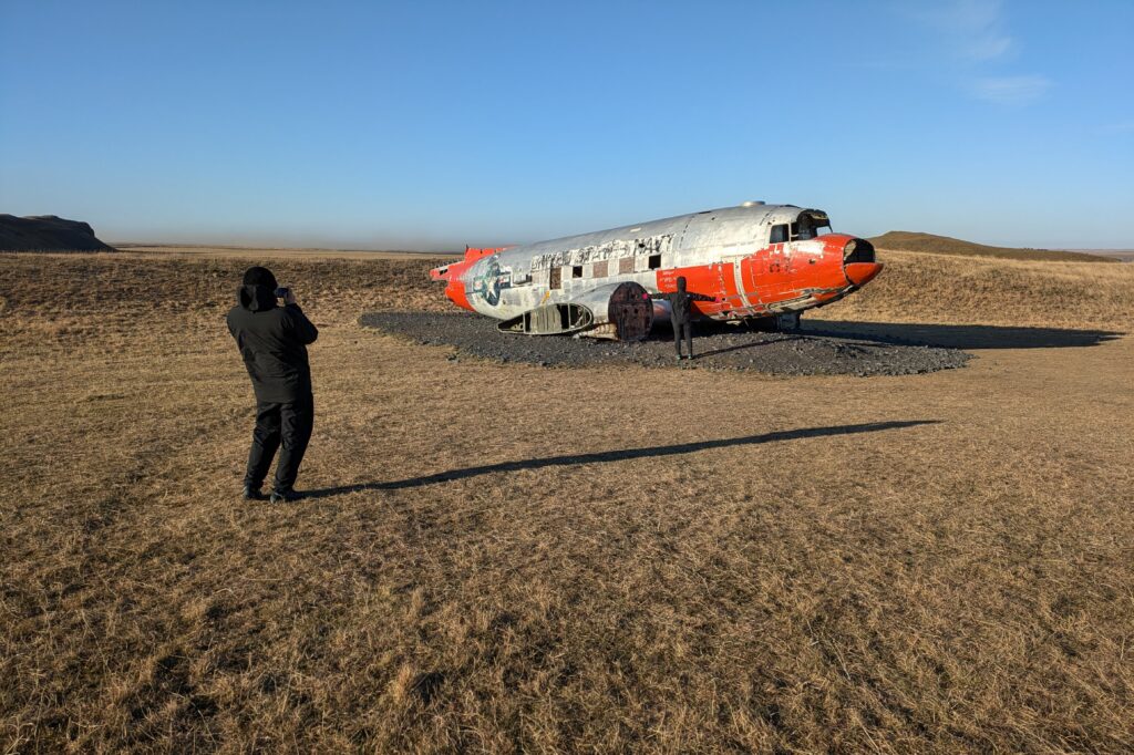 The carcass of a crashed American DC-3. off Iceland's ring road.