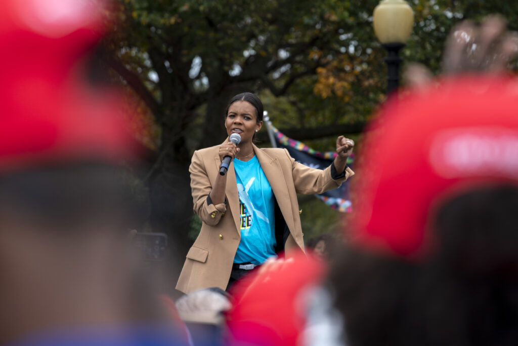 Commentator Candace Owens speaks during a rally at The Ellipse at Washington in 2020.