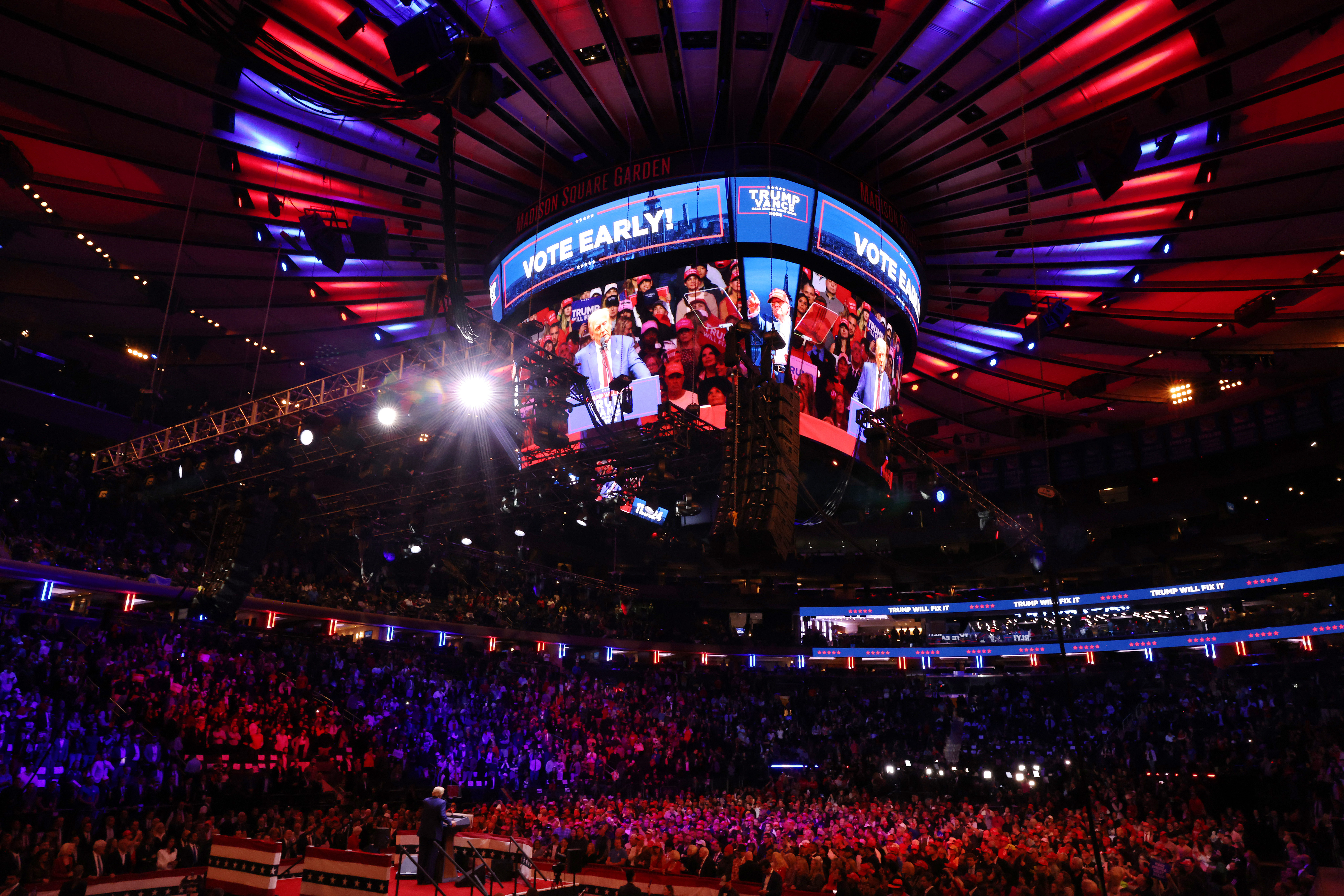 Trump Turns Madison Square Garden Red as Tens of Thousands Swarm the City for Campaign Rally