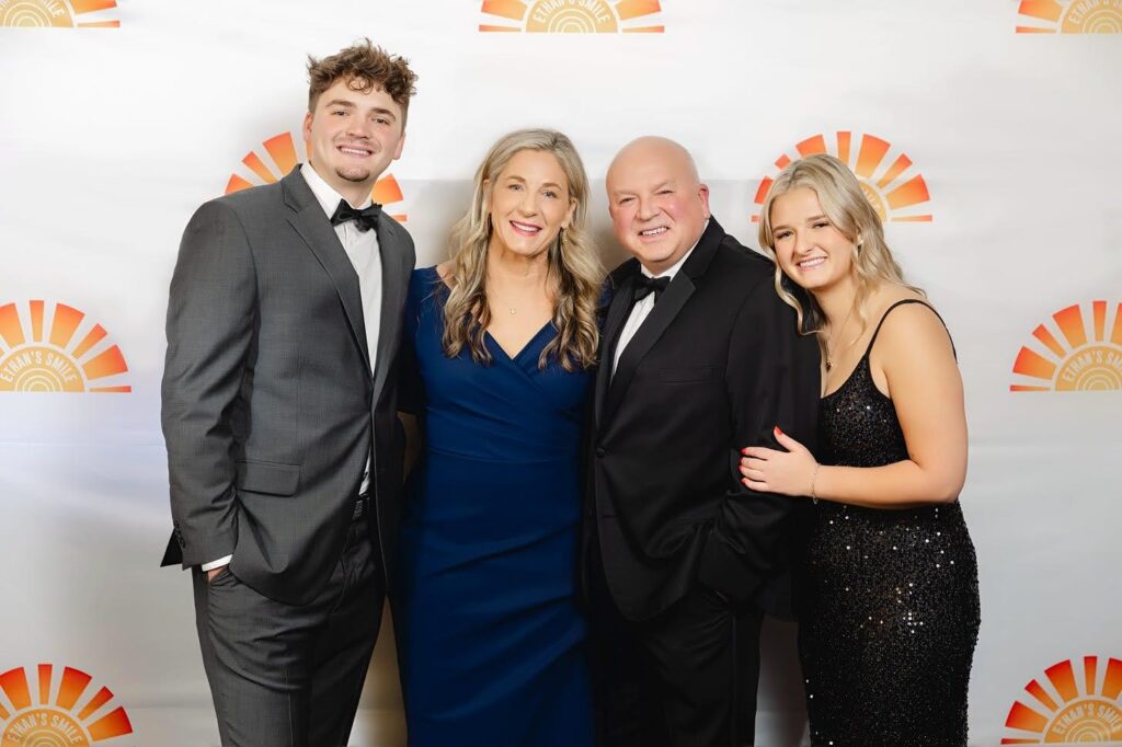 The Chapin family at the first Ethan’s Smile gala. Left to right: Hunter, Stacy, Jim, Maizie.