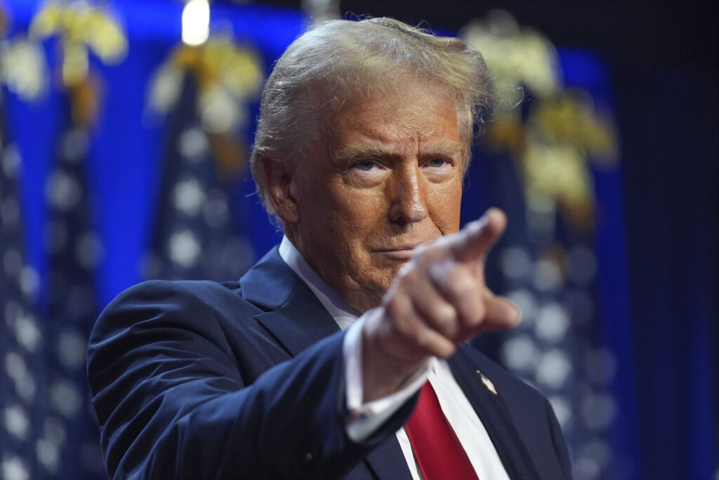 President Trump at his election night party at the Palm Beach Convention Center, November 6, 2024, at West Palm Beach, Florida.