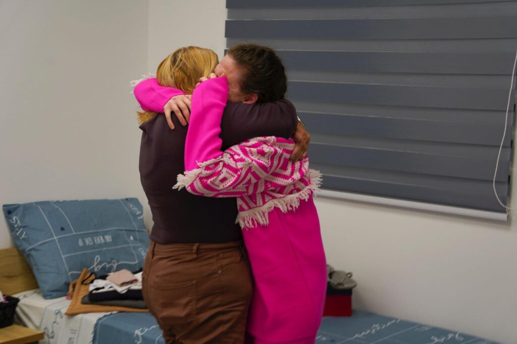 Doron Steinbrecher, 31, a veterinary nurse, who was abducted by Hamas terrorists from Kibbutz Kfar Aza home, reunites with her mom, Simona.