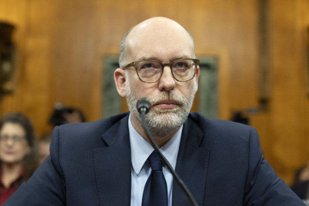 FILE - Russell Vought, President Donald Trump's choice for Director of the Office of Management and Budget, appears before the Senate Budget Committee during a hearing to examine his nomination, on Capitol Hill in Washington, Jan. 22, 2025.