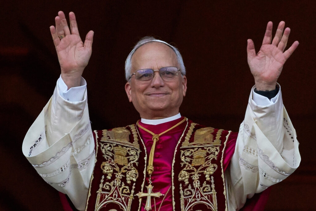 Newly elected Pope Leo XIV appears at the balcony of St. Peter's Basilica at the Vatican, Thursday, May 8, 2025