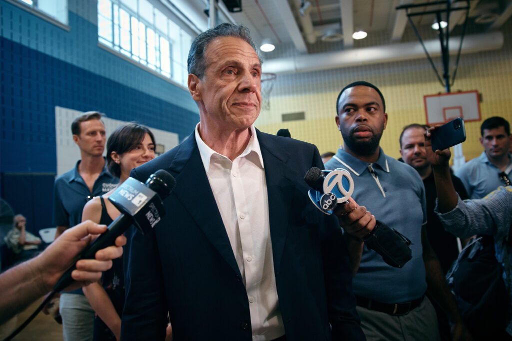 Former Governor Andrew Cuomo leaves after voting in the Democratic primary at the High School of Art and Design on June 24, 2025 in New York City. Andres Kudacki/Getty Images