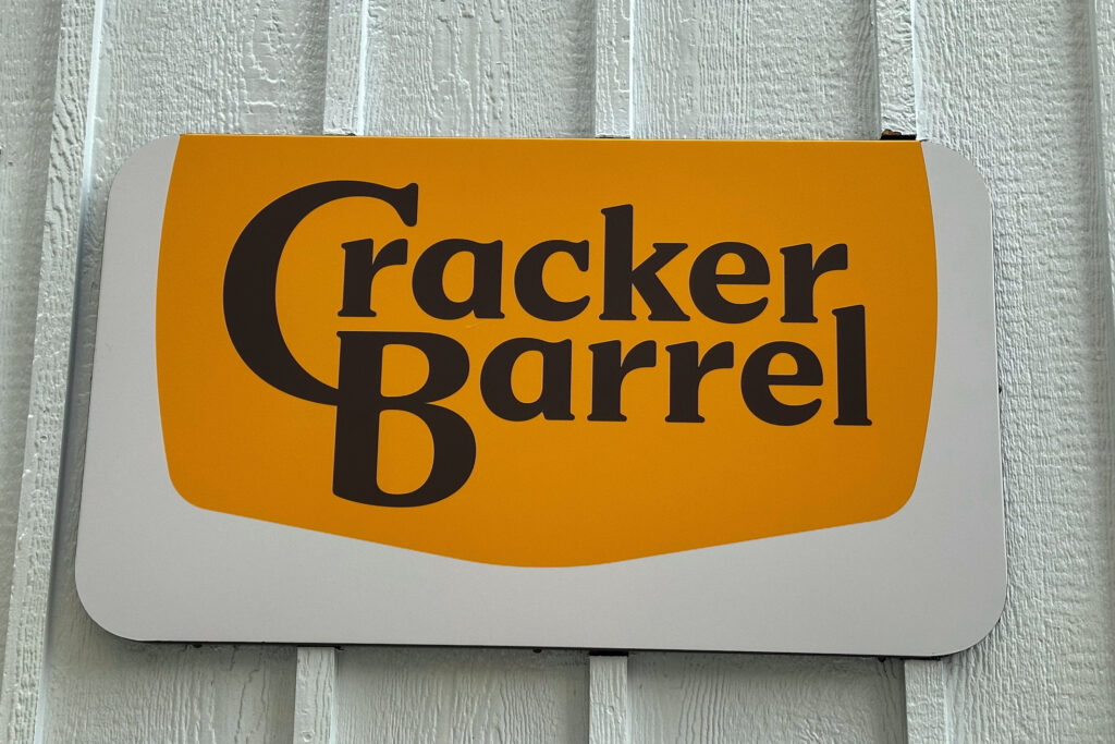 The new Cracker Barrel logo is displayed on Thursday, Aug. 21, 2025, in New York.
