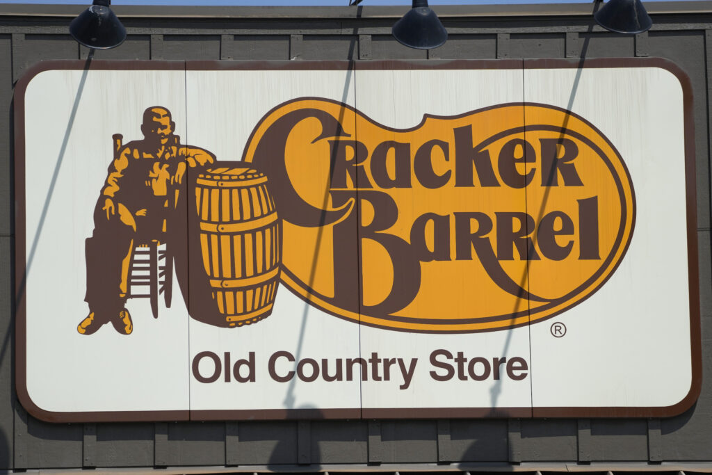 FILE - The Cracker Barrel Old Country Store logo in Pearl, Miss., is photographed, Sept. 12, 2023.