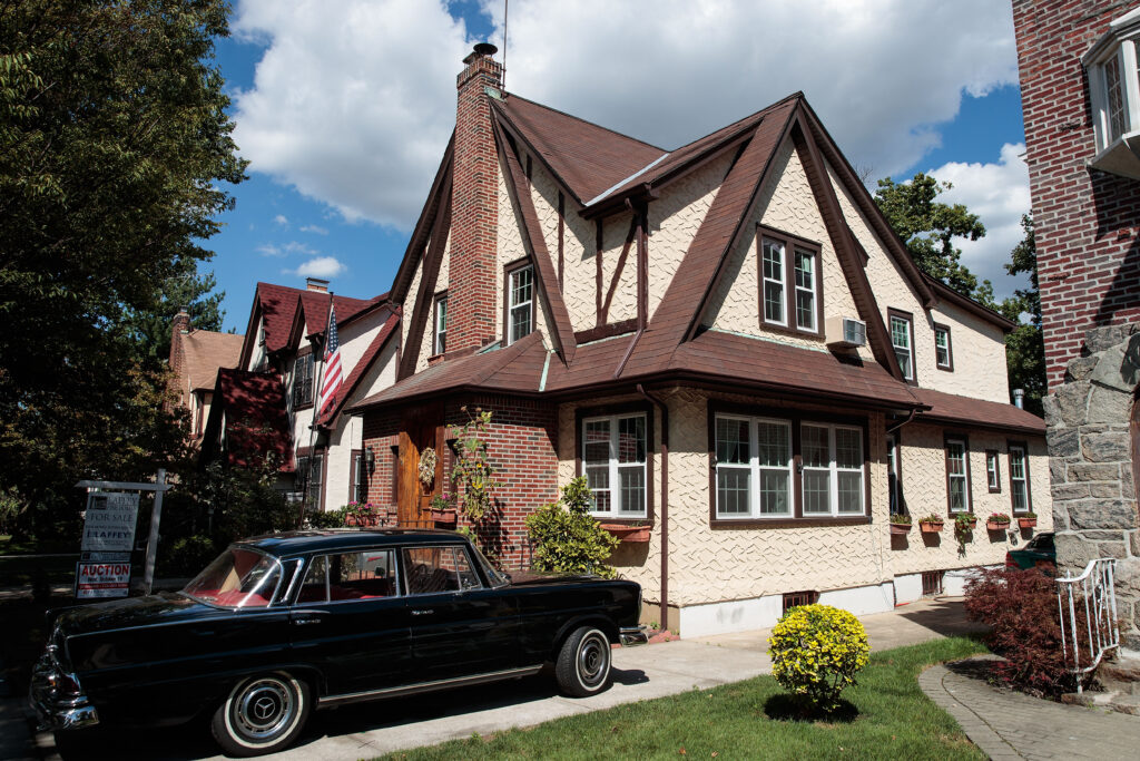 NEW YORK, NY - SEPTEMBER 12: A view of Donald Trump's childhood home, September 12, 2016 in the in the Jamaica Estates neighborhood in the Queens borough of New York City. The home, a five-bedroom Tudor, will be up for auction on October 19th. (Photo by