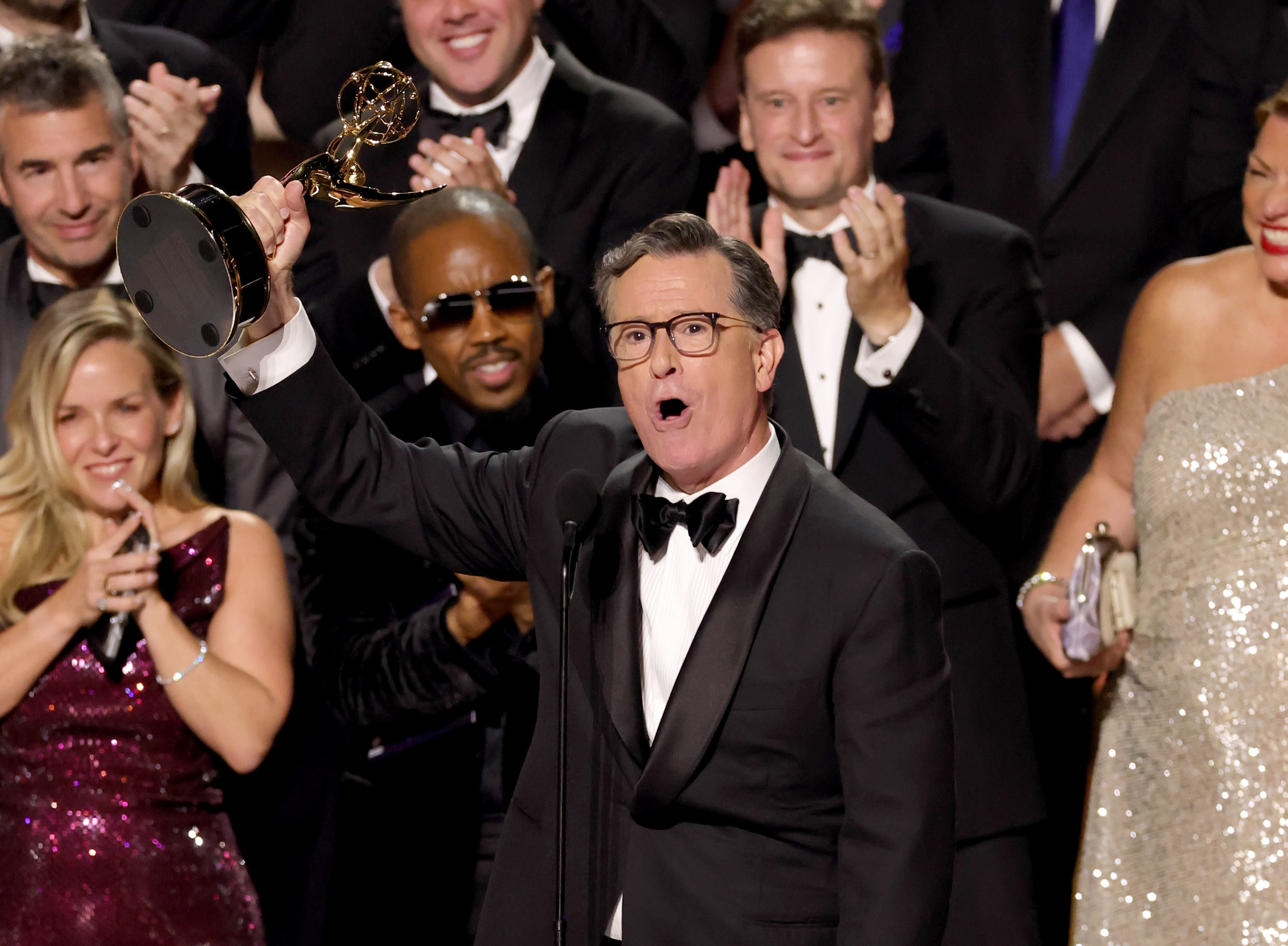 ‘Be Brave’: Defiant Stephen Colbert Makes Subtle Dig at Trump as He Wins Emmy and Stars Loudly Cheer Canceled Comedian