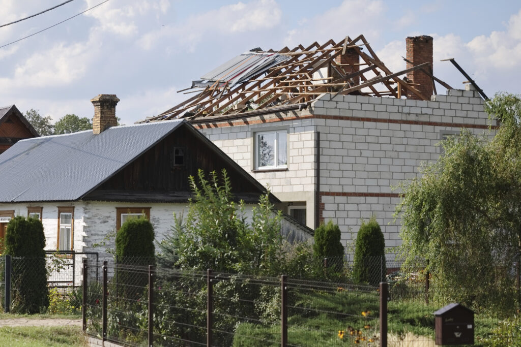 A Polish home damaged when Russian drones violated Polish airspace near Lublin on September 10, 2025. AP Photo
