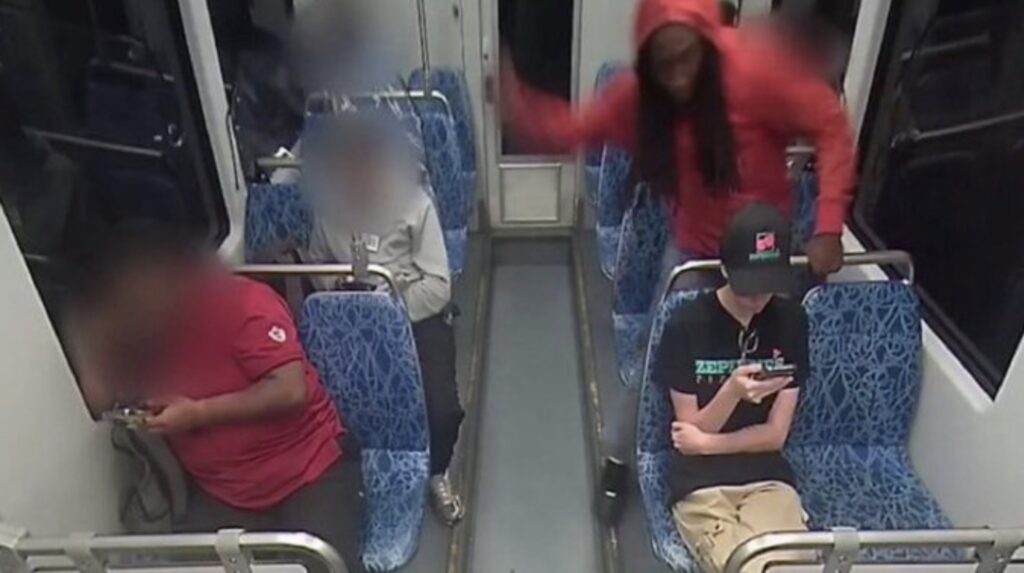 Video footage from Charlotte Area Transit System shows Iryna Zarutska sitting in front of DeCarlos Brown just before he attacks her.