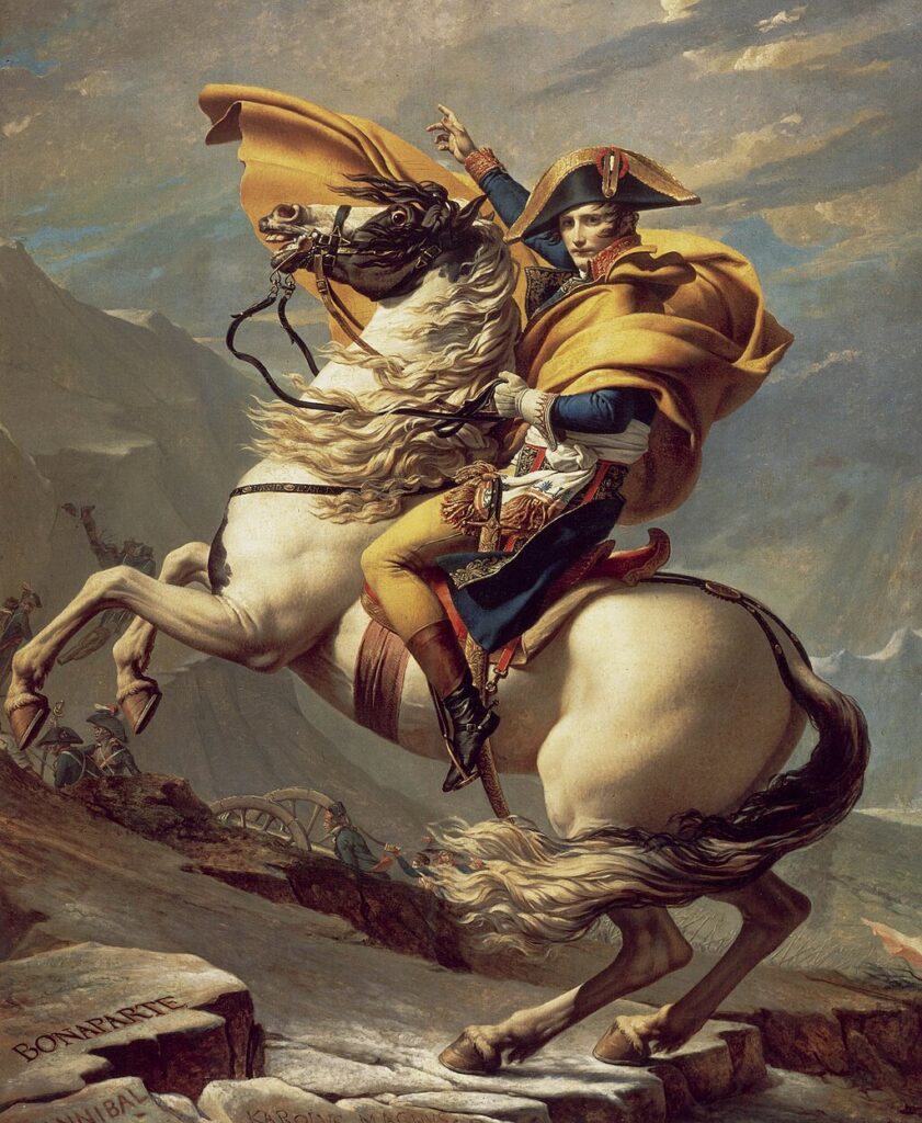'Napoleon Crossing the Alps' by Jean-Louis David. 1801. Detail.
