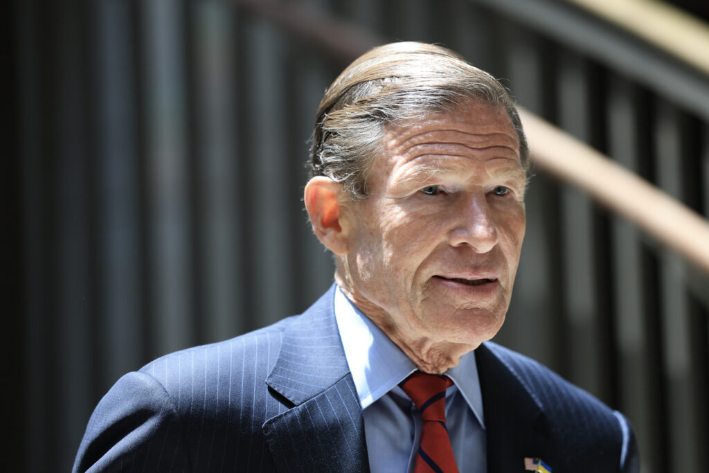 WASHINGTON, DC - JUNE 26: U.S. Sen. Richard Blumenthal (D-CT) arrives for a classified briefing to Senators on the topic of Iran on June 26, 2025 in Washington, DC. Trump administration officials briefed senators after last weekend’s US military strikes on Iran. (Photo by