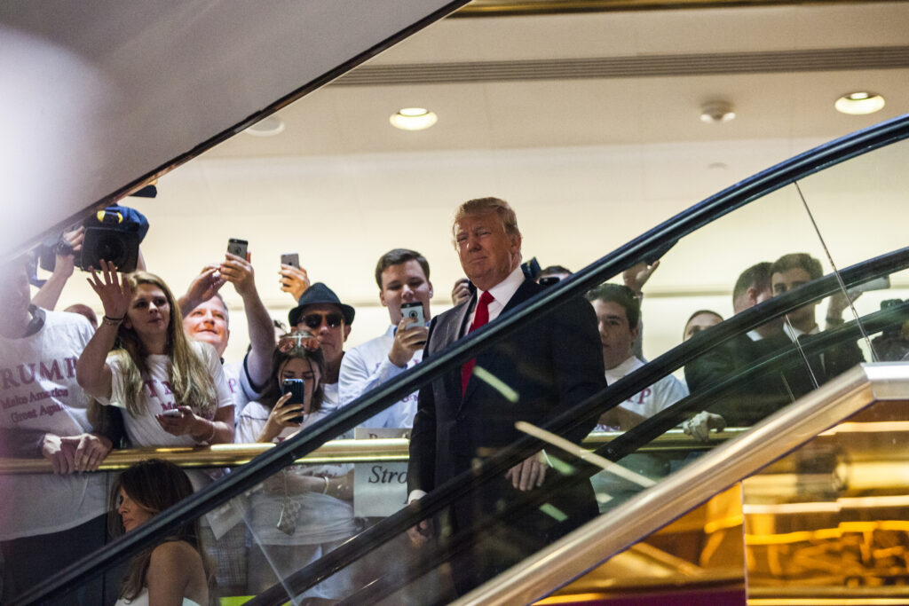 NEW YORK, NY - JUNE 16: Business mogul Donald Trump arrives at a press event where he announced his candidacy for the U.S. presidency at Trump Tower on June 16, 2015 in New York City. Trump is the 12th Republican who has announced running for the White House. (Photo by