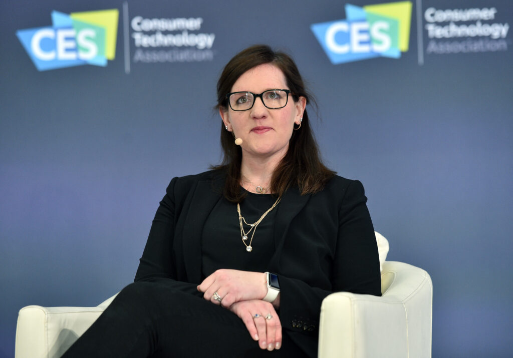 LAS VEGAS, NEVADA - JANUARY 07: Federal Trade Commissioner Rebecca Slaughter participates in a privacy roundtable at CES 2020 at the Las Vegas Convention Center on January 7, 2020 in Las Vegas, Nevada. CES, the world's largest annual consumer technology trade show, runs through January 10 and features about 4,500 exhibitors showing off their latest products and services to more than 170,000 attendees. (Photo by