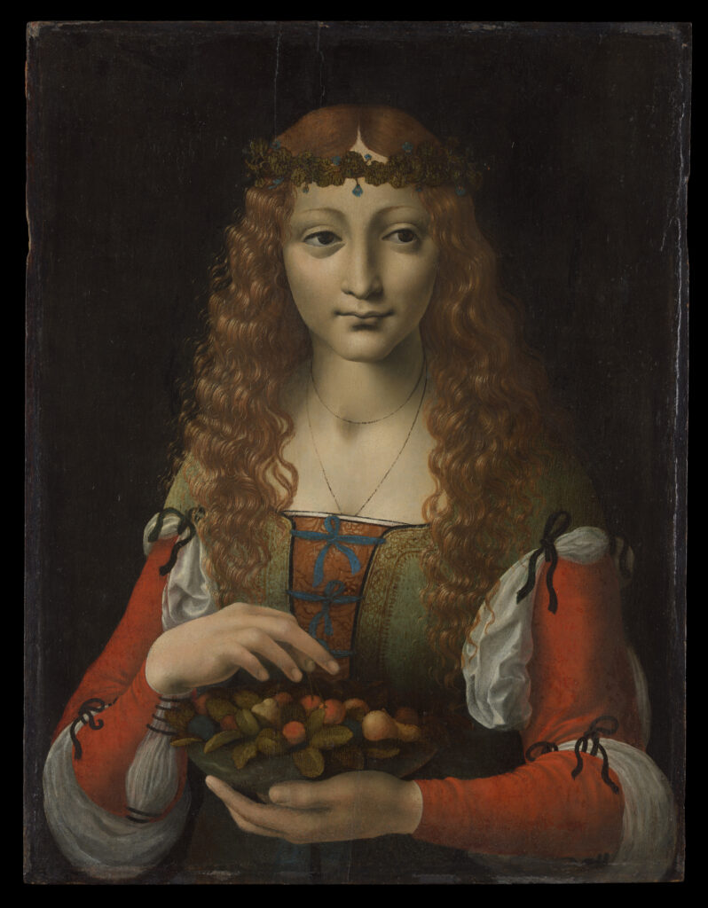 'Girl With Cherries,' attributed to Marco d'Oggiono, ca. 1491-95.