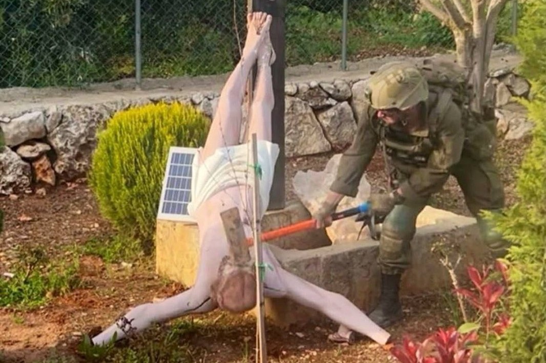 Israeli Leaders Condemn IDF Soldier Photographed Smashing Jesus Statue in Lebanon